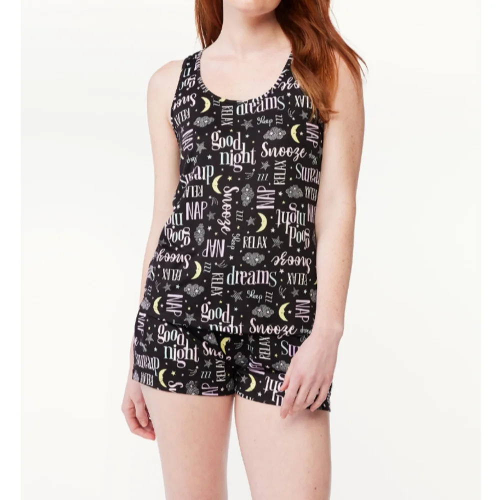 Joyspun Women's Size 3X (22W-24W) Print Tank Top and Shorts Pajama Set, 2-Piece